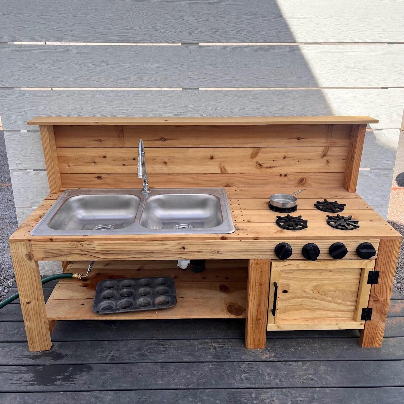 Mud Kitchen Accessories Set – Stove Burner & Knobs for Kids Outdoor Play Kitchen | Montessori Pretend Cooking Toy | Backyard Play Set Gift